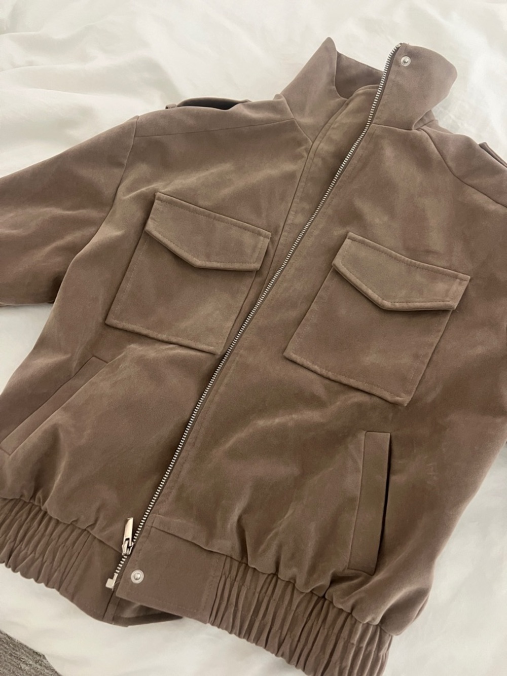 PrettyLittleThing mushroom Funnel Neck Utility Bomber Jacket - Picture 5 of 7